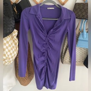 Zara | long sleeve purple mini dress